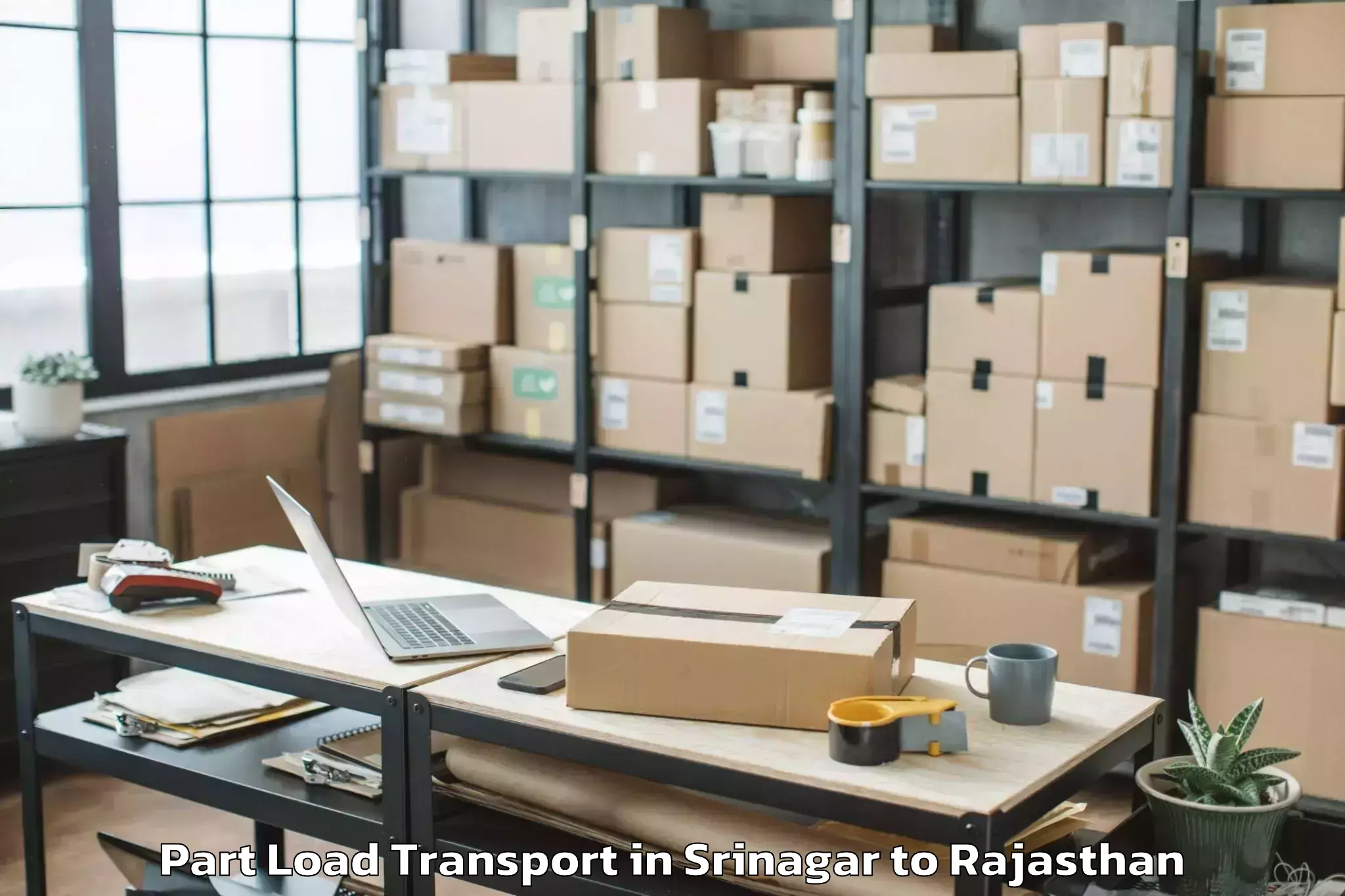 Book Srinagar to Dungarpur Part Load Transport Online